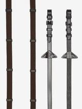 LeMieux Webbed Continenal Reins Brown/ Silver Pony Brown/Silver Continental Reins