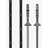 Lemieux webbed continental reins black silver made of black leather and webbing with metal buckles and anti-slip hand stops