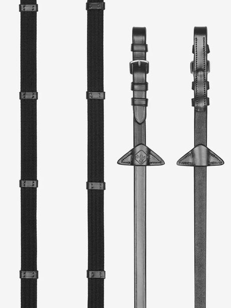 LeMieux Webbed Continental Reins Black/Silver Pony Black/Silver Continental Reins