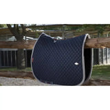 Navy blue lemieux wither relief jump pad with gray trim and small logo designed for wither relief and comfort