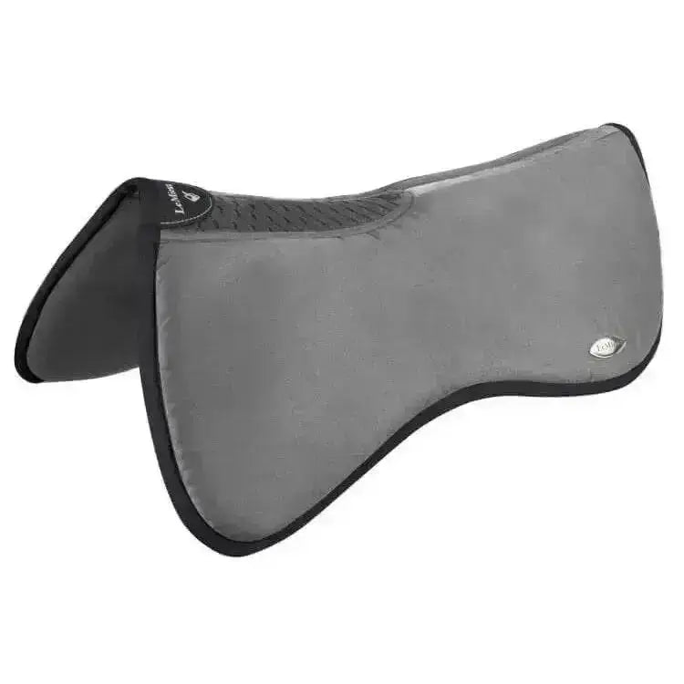 Gray and black lemieux wither relief memory foam half pad with textured breathable design for equestrian use
