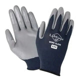 Lemieux work gloves navy with gray rubber-coated fingers size 8m perfect for hard working hands