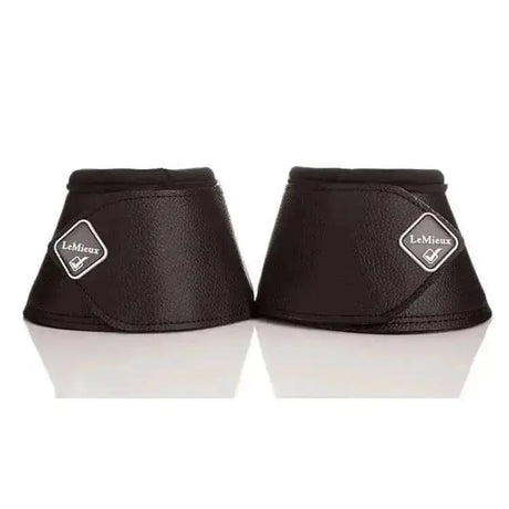 LeMieux Wrap Round Leather Over Reach Boots Black Black Medium Over Reach Boots Barnstaple Equestrian Supplies