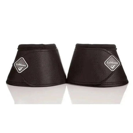 LeMieux Wrap Round Leather Over Reach Boots Black Black Medium LeMieux Overreach Boots Barnstaple Equestrian Supplies