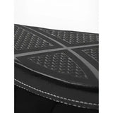 Black rubber sole of lemieux x-grip silicone half pad in iconic lemieux cut with textured houndstooth pattern and white stitching