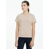 Beige lemieux young rider arianna t-shirt with short sleeves and subtle silver signature lemieux hot fix silver logo on chest