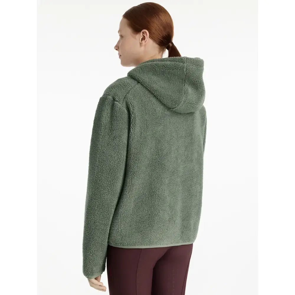 Soft moss-green fleece lemieux young rider avalon hoodie rosemary with cozy textured surface and relaxed fit