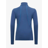 A sleek navy blue lemieux young rider base layer with high collar and vertical seams perfect for young riders running