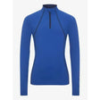 A vibrant royal blue lemieux young rider base layer with quarter zip and flat-lock stitching to reduce chafing
