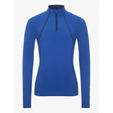 A vibrant royal blue lemieux young rider base layer with quarter zip and flat-lock stitching to reduce chafing
