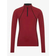 Red long-sleeved rider base layer chilli from lemieux young rider with black zipper and trim for active wear