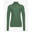 A sleek olive-green lemieux young rider base layer hunter green with long sleeves and half-zip collar