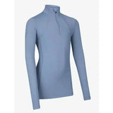 Light blue long sleeved rider base layer ice with half zip collar from lemieux young rider collection
