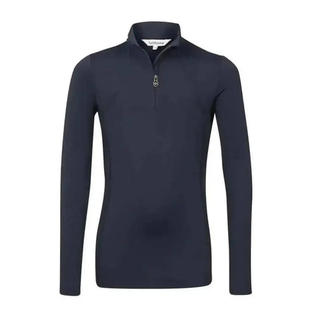 Navy blue long-sleeved lemieux young rider base layer indigo with subtle textured fabric and sleek modern design