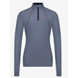 A sleek graphite gray lemieux young rider base layer jay with long sleeves high collar and black zipper detail