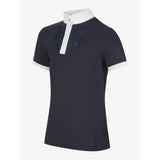 Navy blue lemieux young rider belle show shirt with white collar sleeve cuffs and a luxurious super soft feel