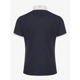 Navy blue lemieux young rider belle short sleeve polo shirt with white collar and cuffs made from luxurious super soft fabric