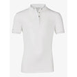 White short-sleeved lemieux young rider polo with stand-up collar silver buttons and luxurious super soft material