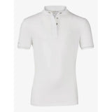 White short-sleeved lemieux young rider polo with stand-up collar silver buttons and luxurious super soft material