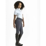 Dark gray lemieux young rider riding pants with sleek fit and luxurious super soft high-performance base material waistband