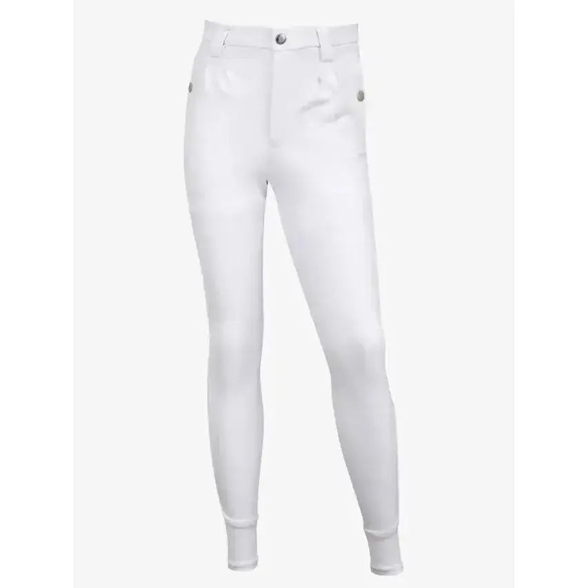 White lemieux young rider boys breech with sleek fit and subtle stitching details perfect for young riders