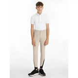 Beige lemieux young rider boys classique breeches with black side panels and elastic cuffs for riding comfort