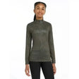 Olive green lemieux young rider casey base layer alpine with long sleeves, subtle texture, and half-zip collar