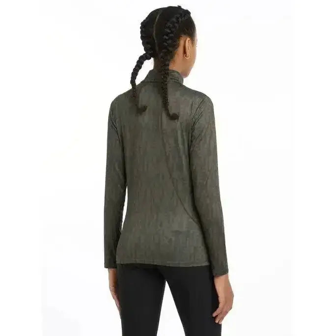 Olive green lemieux young rider casey base layer alpine with long sleeves and subtle textured pattern for active wear
