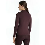 Maroon lemieux young rider classique long sleeve base layer with subtle vertical branding on left sleeve