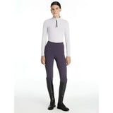 White long-sleeved lemieux young rider classique top with black zipper and subtle chest logo layer lilac style