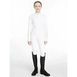 White long sleeved lemieux young rider classique base layer with high collar and zipper for riding comfort