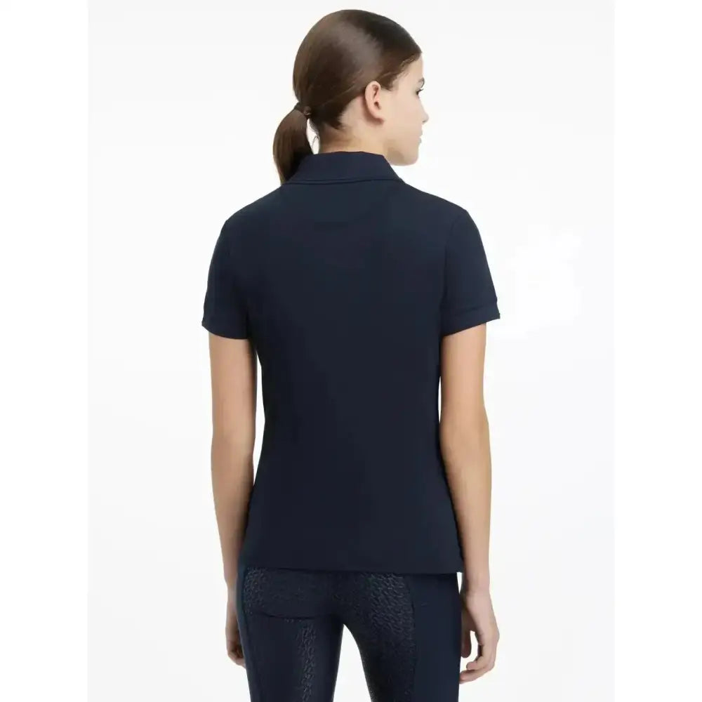 Navy polo shirt lemieux young rider classique with short sleeves classic collar and tailored fit perfect for riding