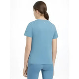 Back view of lemieux young rider classique t-shirt ice blue with short sleeves and subtle brand logo