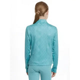 Teal patterned long-sleeved jacket with subtle texture from lemieux young rider clea base layer lagoon collection