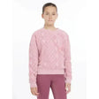 Pink textured knit lemieux young rider clea crew sweat sweater with subtle geometric pattern for young rider use