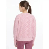 Pink diamond-patterned knit sweatshirt lemieux young rider clea crew sweat in blossom perfect for young rider style