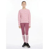 Pink textured knit lemieux young rider clea crew sweat with subtle shimmering pattern perfect for young riders
