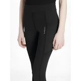 Black lemieux young rider darla sport legging with high waist and subtle vertical seam detail showing side logo