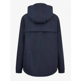 Back view of lemieux young rider dolcie waterproof jacket navy with sleek design and subtle branding on collar