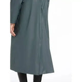 Dark gray sleek lemieux young rider trench coat with subtle sheen and structured silhouette elements coat petrol