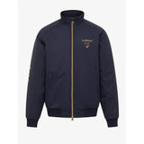 Navy blue lemieux young rider elite zip-up jacket with gold zipper and embroidered logo for the rider elite team
