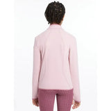 A soft pink lemieux young rider felicity fleece zip through jacket with long sleeves and high collar