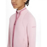 A soft pink lemieux young rider felicity fleece zip-up jacket with matching zipper and subtle sleeve embroidery