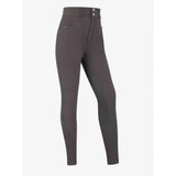 Dark gray lemieux young rider freya pro breech with high waist button closure and textured thigh panels