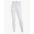 White lemieux young rider freya pro breeches with high waist and two silver buttons at the front