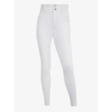 White lemieux young rider freya pro breeches with high waist and two silver buttons at the front