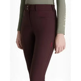 Maroon lemieux young rider seat izzy breeches damson with high waist button closure and subtle side seam detailing