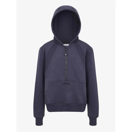 Dark navy blue lemieux young rider harriet pop hooded sweatshirt with half zip front and ribbed cuffs
