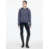 Dark gray lemieux young rider harriet pop long-sleeve hooded sweatshirt with half-zip front and subtle chest branding