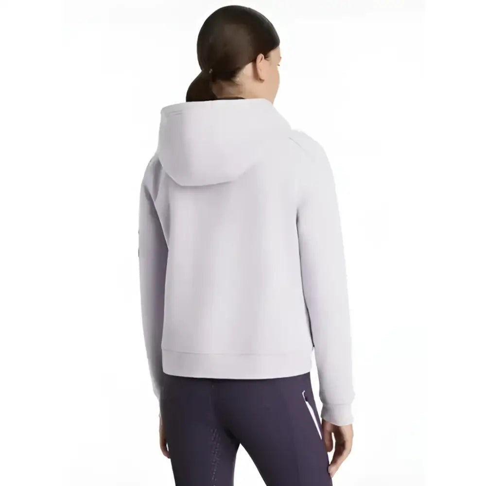 Light gray lemieux young rider hettie half zip hoodie lilac with soft fleece texture and subtle white piping detail